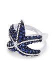 14K White Gold Sapphire and Diamond Starfish Ring